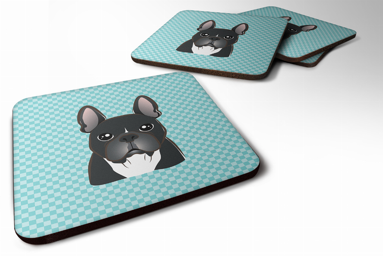 Checkerboard Design with Dog Foam Coaster Set of 4 - 615872894444