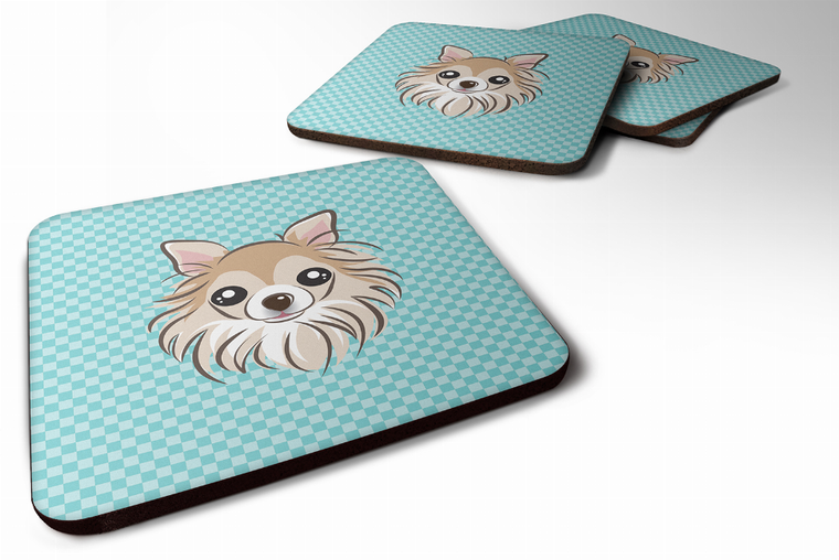 Checkerboard Design with Dog Foam Coaster Set of 4 - 615872894680
