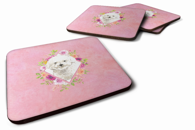 Flowers Design with Dog Foam Coaster Set of 4 - 194030075838