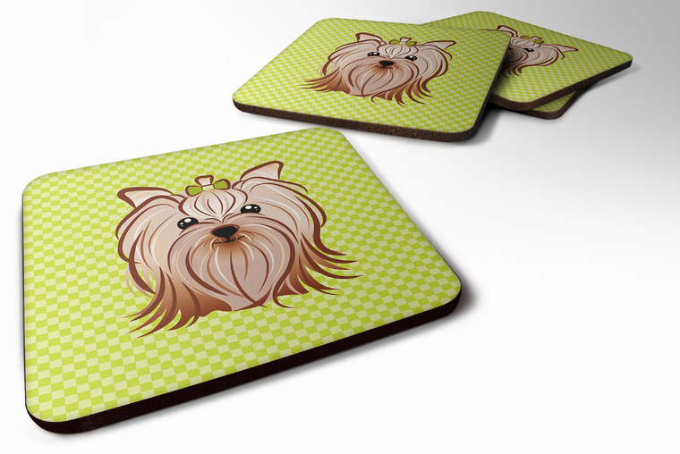 Checkerboard Design with Dog Foam Coaster Set of 4 - 615872895458