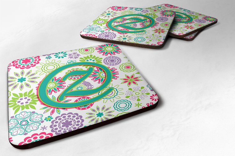 Letter Flowers Initial Foam Coaster Set of 4 - 615872974412