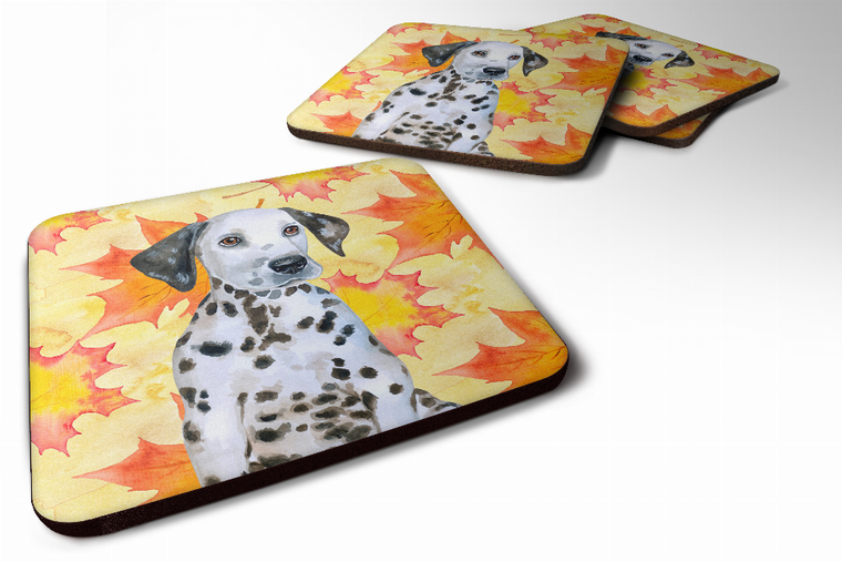 Fall Leaves with Dog Foam Coaster Set of 4 - 652259214013
