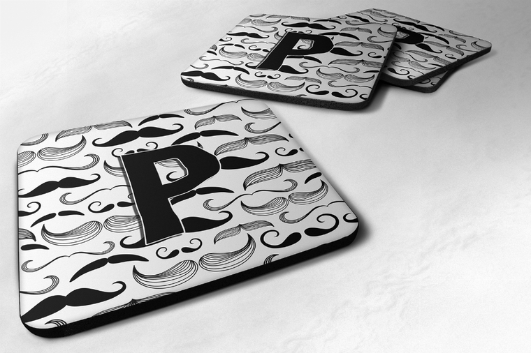 Letter Moustache Initial Foam Coaster Set of 4 - 615872973798