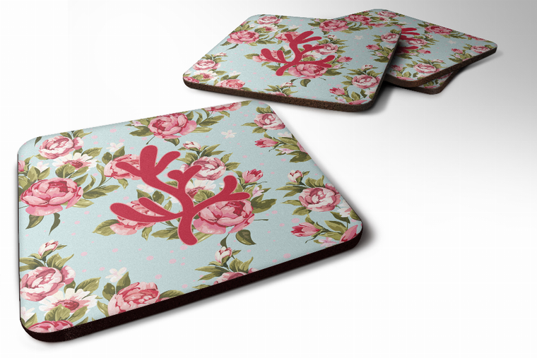 Sealife / shabby Chic Blue Roses Foam Coaster - 705332173445