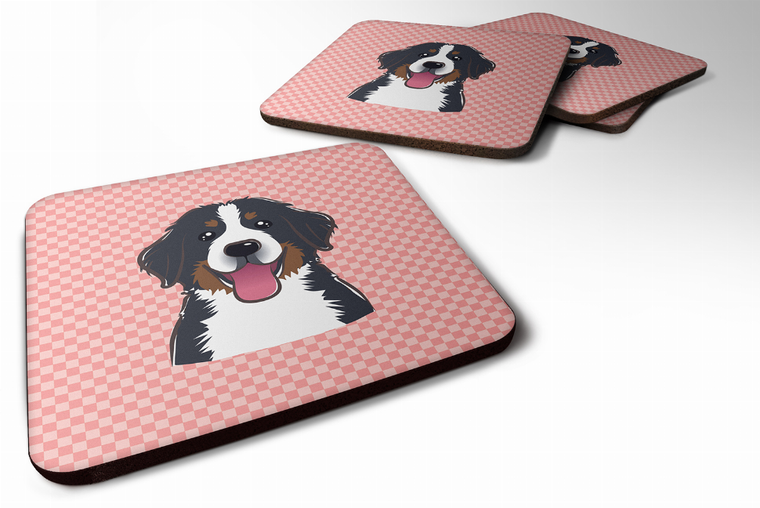 Checkerboard Design with Dog Foam Coaster Set of 4 - 615872895168