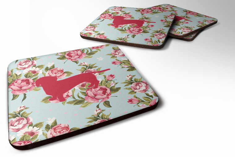 Dog Breed Chic Blue Roses Foam Coaster - 705332173803