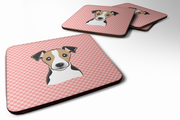 Checkerboard Design with Dog Foam Coaster Set of 4 - 615872895403
