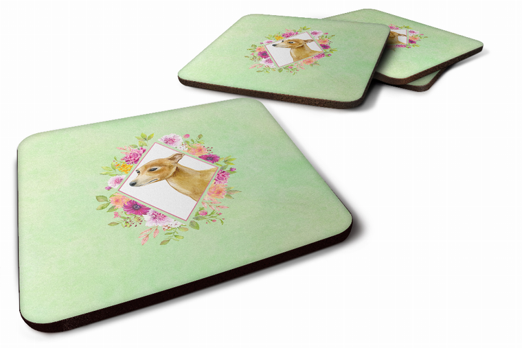 Flowers Design with Dog Foam Coaster Set of 4 - 194030076354