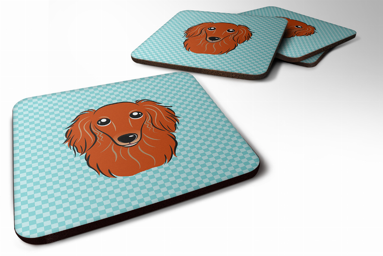 Checkerboard Design with Dog Foam Coaster Set of 4 - 615872894314