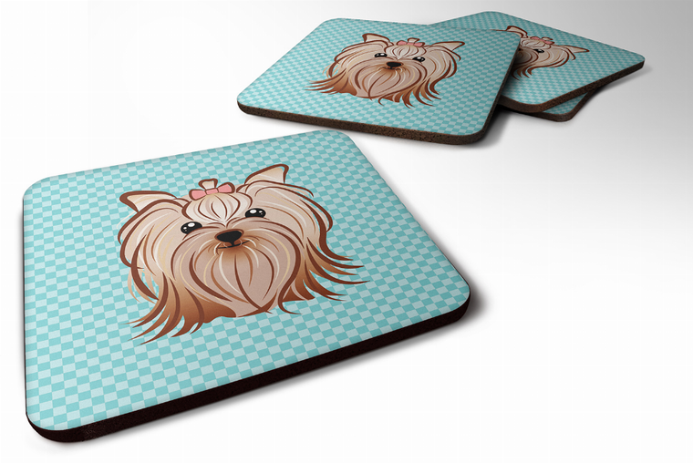 Checkerboard Design with Dog Foam Coaster Set of 4 - 615872894215