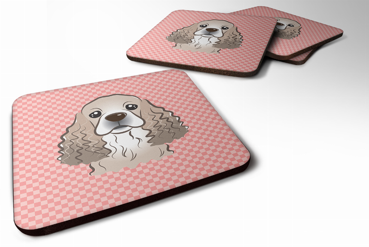 Checkerboard Design with Dog Foam Coaster Set of 4 - 615872894956