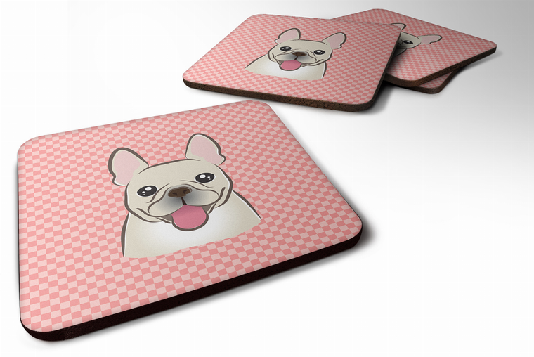 Checkerboard Design with Dog Foam Coaster Set of 4 - 615872895175