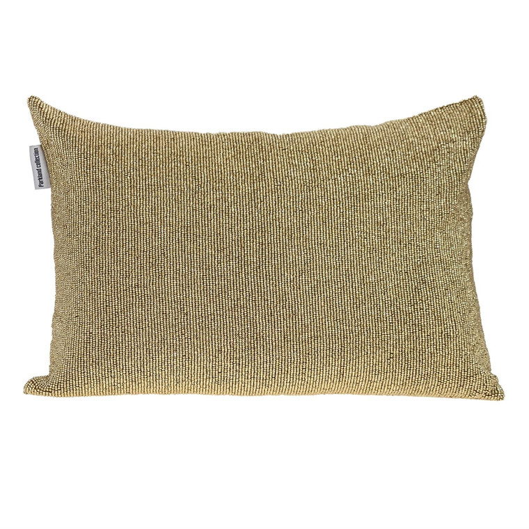 Shimmering Metallic Gold Beaded Luxury Throw Pillow - 808230110335