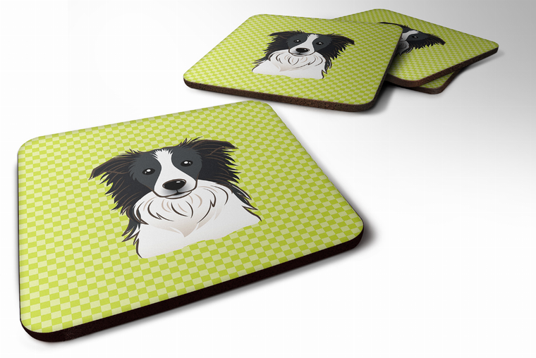 Checkerboard Design with Dog Foam Coaster Set of 4 - 615872895823