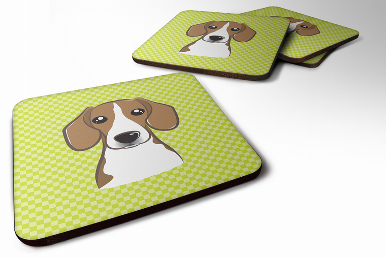 Checkerboard Design with Dog Foam Coaster Set of 4 - 615872895809