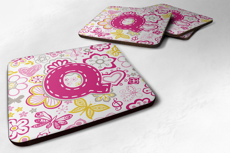Letter Flowers and Butterflies Foam Coaster Set of 4 - 615872972760