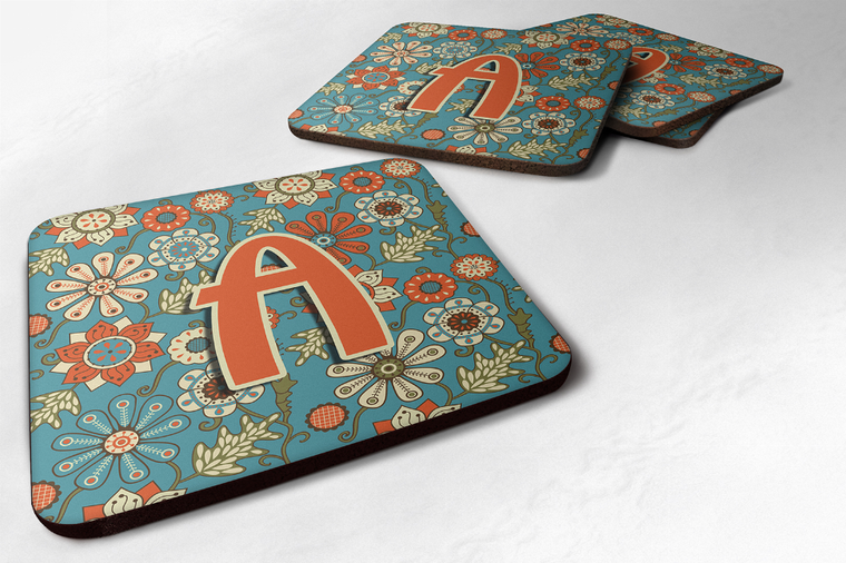 Letter Flowers Initial Foam Coaster Set of 4 - 615872974429