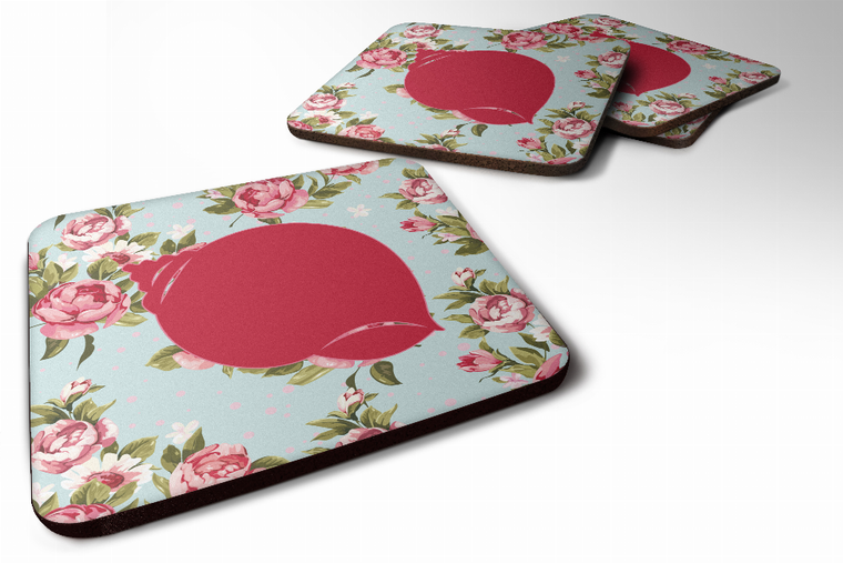 Sealife / shabby Chic Blue Roses Foam Coaster - 705332173407