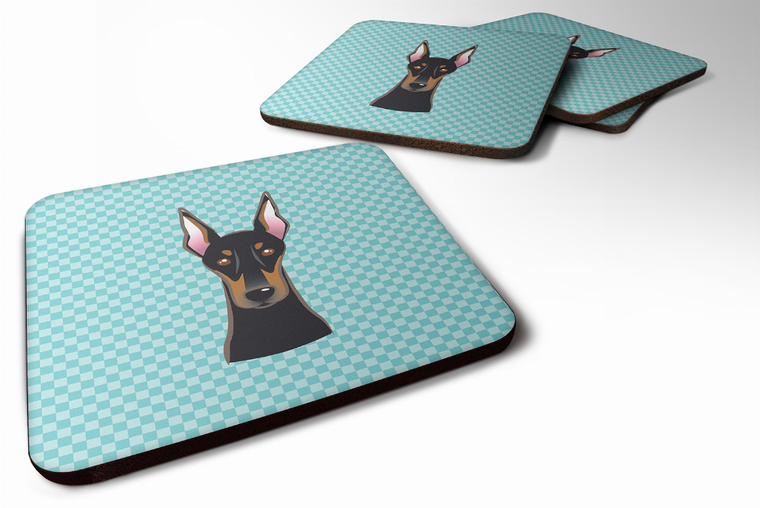 Checkerboard Design with Dog Foam Coaster Set of 4 - 615872894628