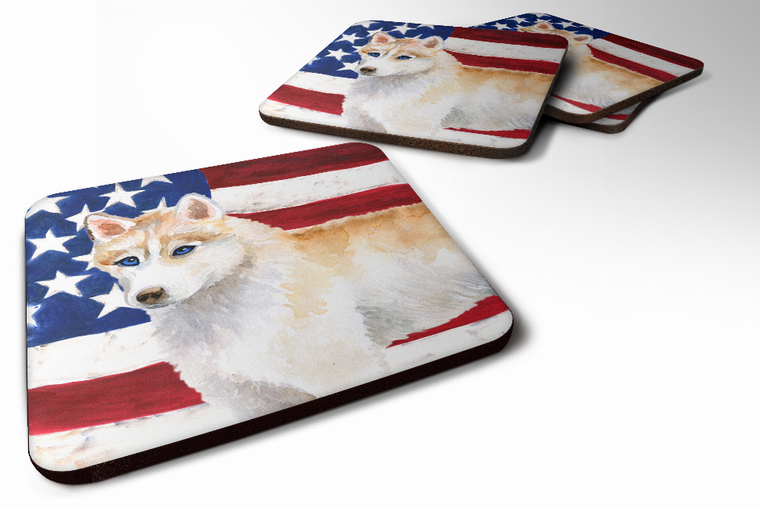 Patriotic Design with Dog Foam Coaster Set of 4 - 652259210879