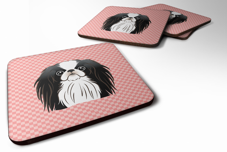 Checkerboard Design with Dog Foam Coaster Set of 4 - 615872895090