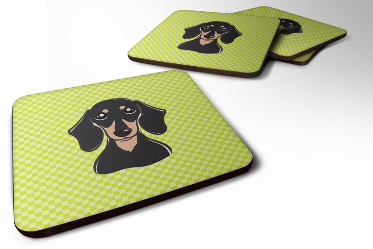 Checkerboard Design with Dog Foam Coaster Set of 4 - 615872895564