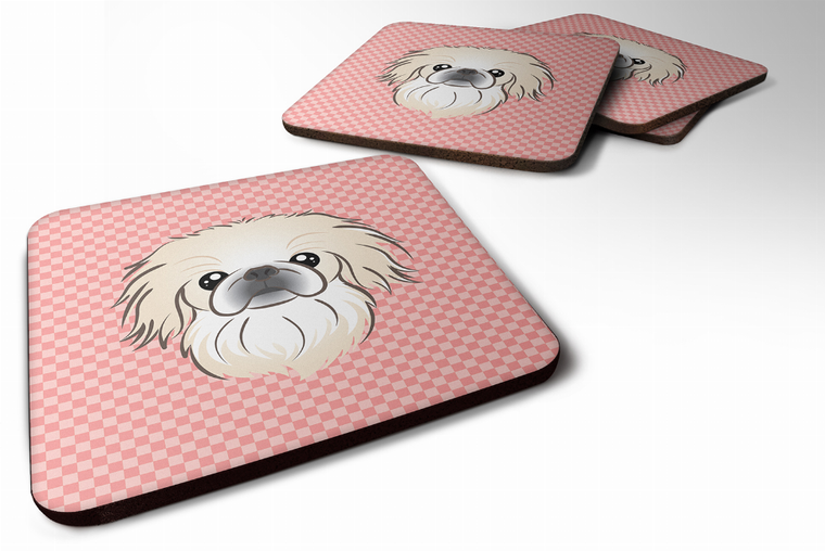 Checkerboard Design with Dog Foam Coaster Set of 4 - 615872895007