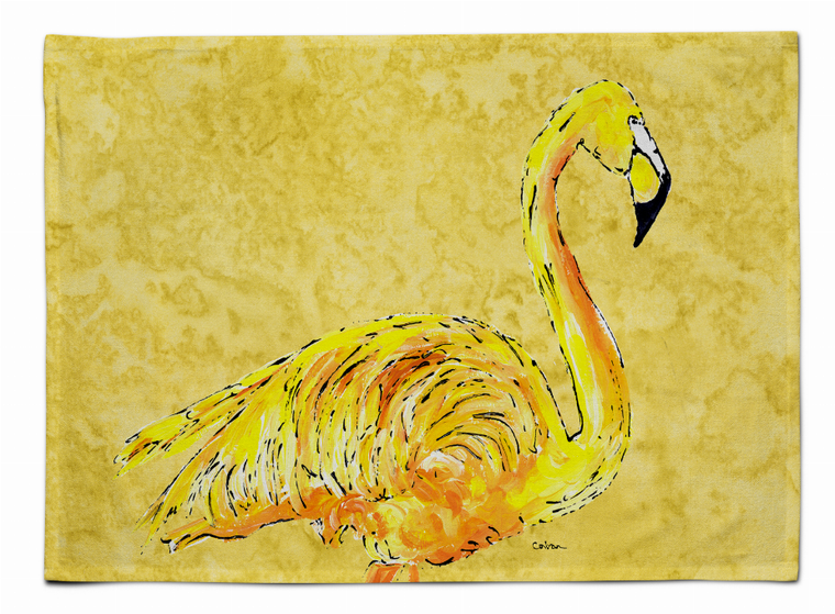 Flamingo on Yellow Fabric Placemat - 705332141994