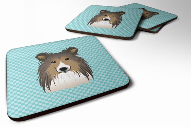 Checkerboard Design with Dog Foam Coaster Set of 4 - 615872894598