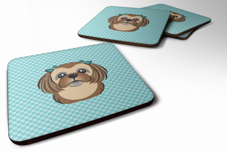 Checkerboard Design with Dog Foam Coaster Set of 4 - 615872894666