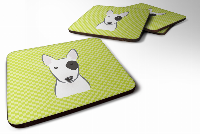 Checkerboard Design with Dog Foam Coaster Set of 4 - 615872895502