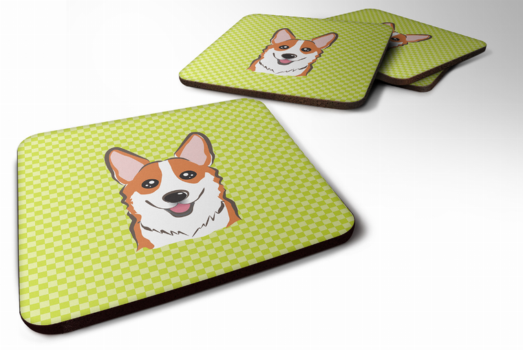 Checkerboard Design with Dog Foam Coaster Set of 4 - 615872895953