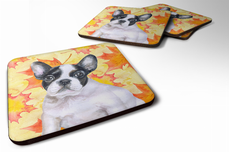 Fall Leaves with Dog Foam Coaster Set of 4 - 652259214037