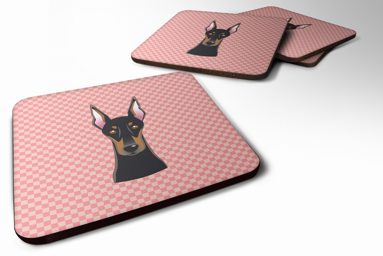 Checkerboard Design with Dog Foam Coaster Set of 4 - 615872895243