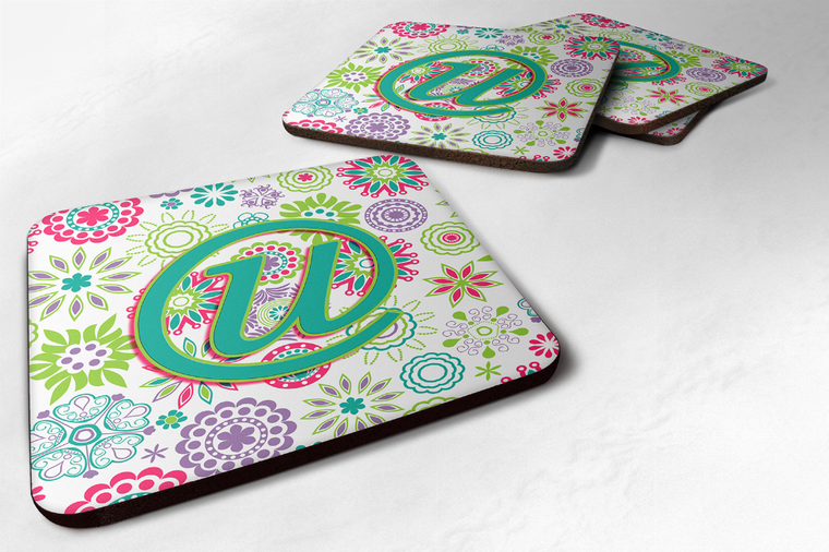 Letter Flowers Initial Foam Coaster Set of 4 - 615872974368