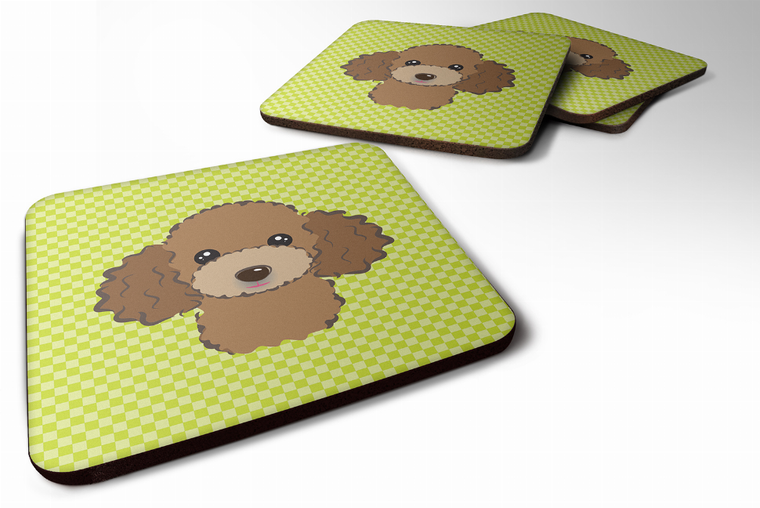 Checkerboard Design with Dog Foam Coaster Set of 4 - 615872895977