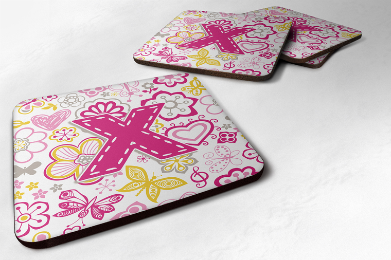 Letter Flowers and Butterflies Foam Coaster Set of 4 - 615872972838