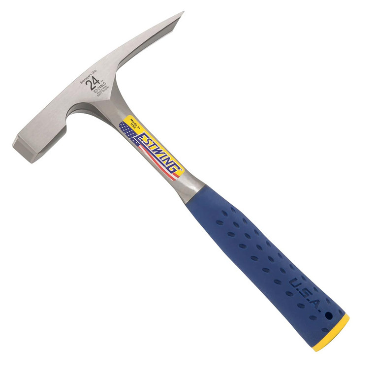 Estwing 24 Oz. Bricklayer / Mason’s Smooth Face Hammer - Blue Shock Reduction Grip - 034139627715