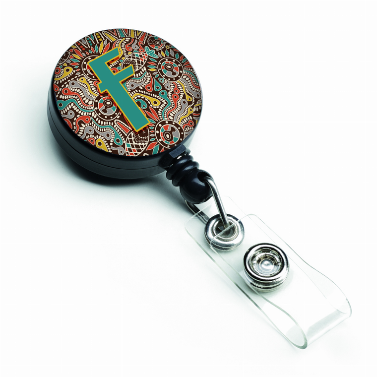 Retro Tribal Alphabet Initial Retractable Badge Reel - 638508552716