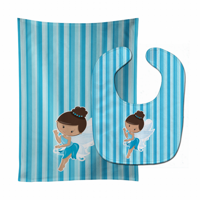 Fairy Blue Stripes Baby Bib & Burp Cloth - 638508800237