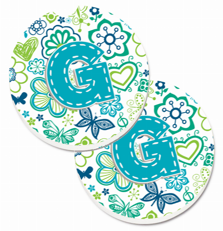 Letter Floral Cup Holder Car Coasters (Set of 2) - 638508584700