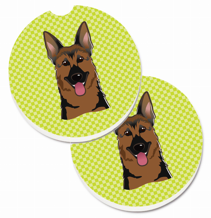 Dog Themed Checkered Cup Holder Car Coasters (Set of 2) - 638508565273