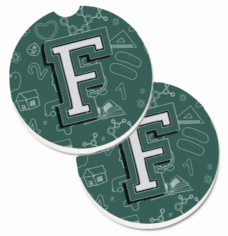 Letter Back to School Initial Cup Holder Car Coasters (Set of 2) - 638508585738