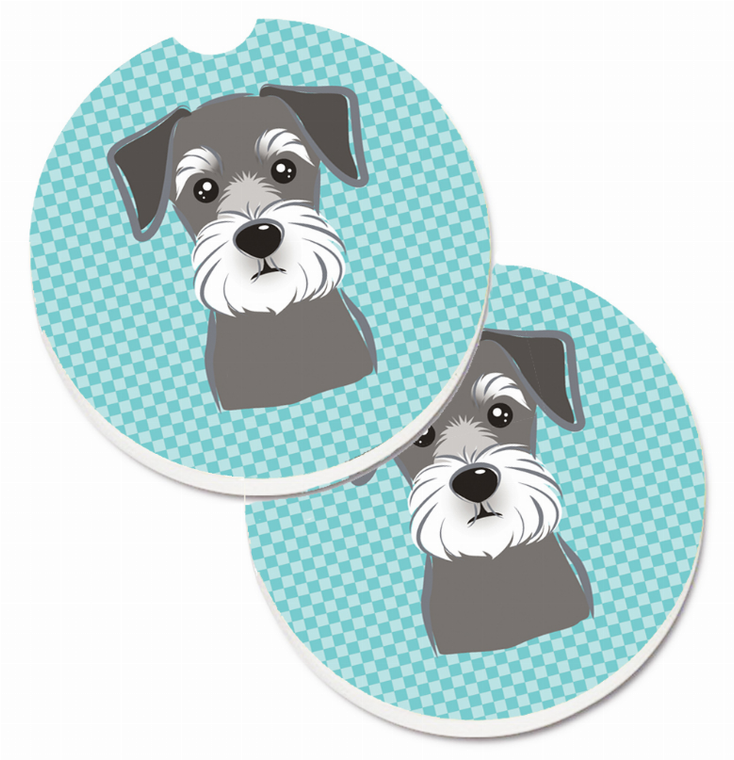Dog Themed Checkered Cup Holder Car Coasters (Set of 2) - 638508563989