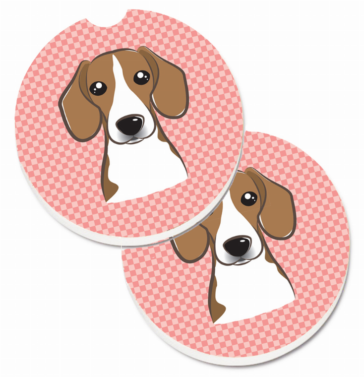 Dog Themed Checkered Cup Holder Car Coasters (Set of 2) - 638508564931