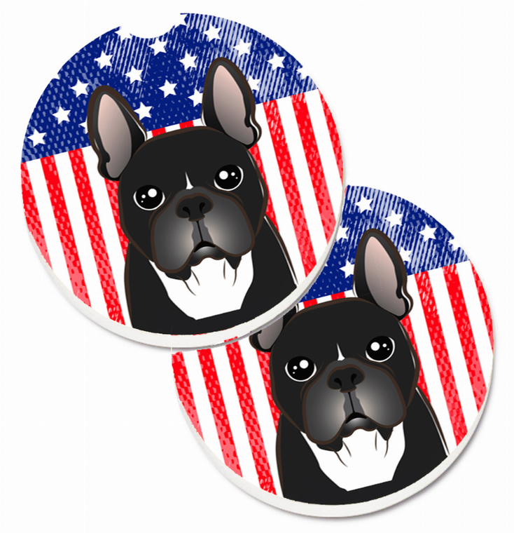 Dog Themed American Flag Cup Holder Car Coasters (Set of 2) - 638508566676