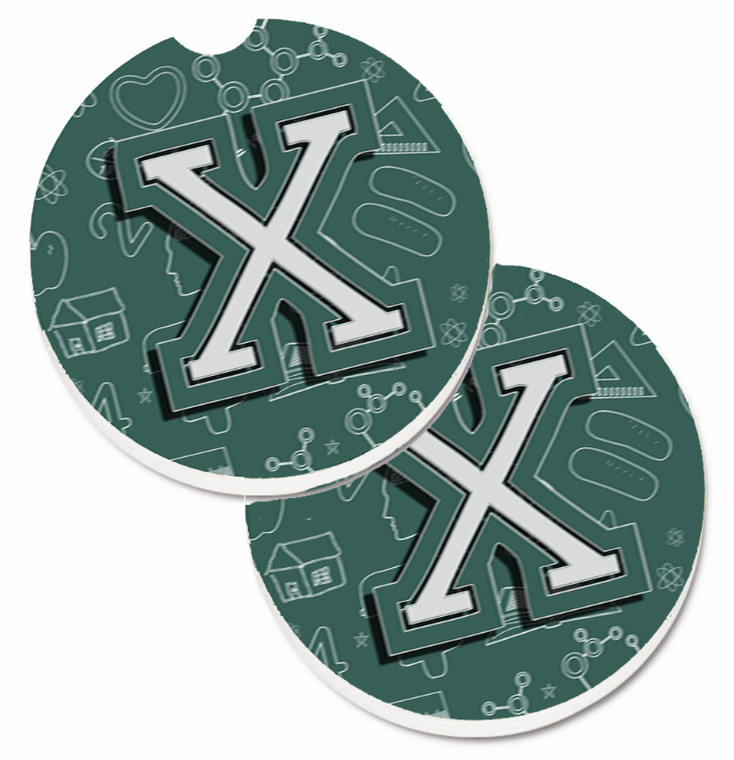 Letter Back to School Initial Cup Holder Car Coasters (Set of 2) - 638508585912