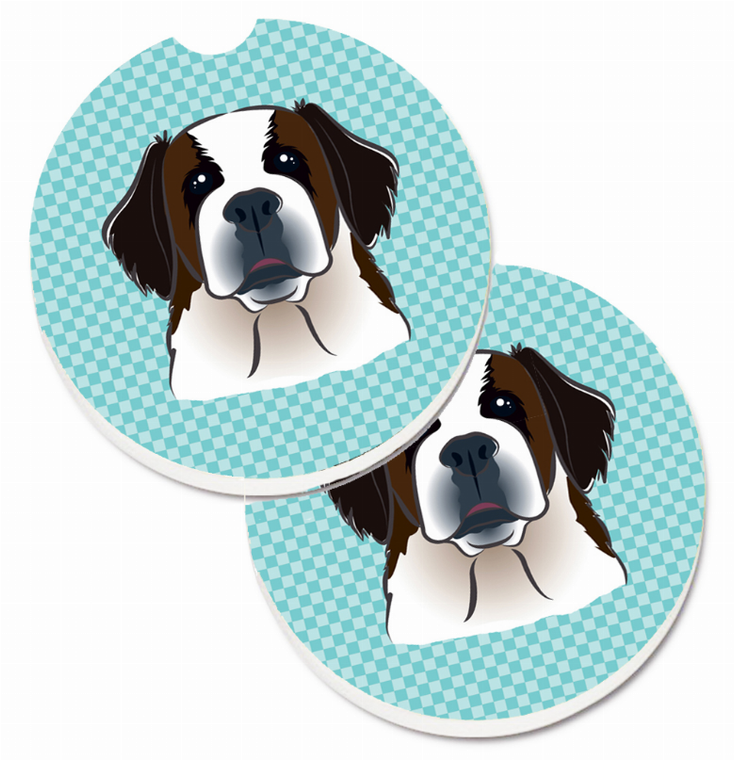Dog Themed Checkered Cup Holder Car Coasters (Set of 2) - 638508564382