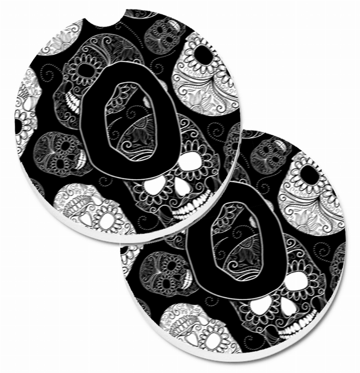 Letter Day of the Dead Skulls Cup Holder Car Coasters (Set of 2) - 638508585301