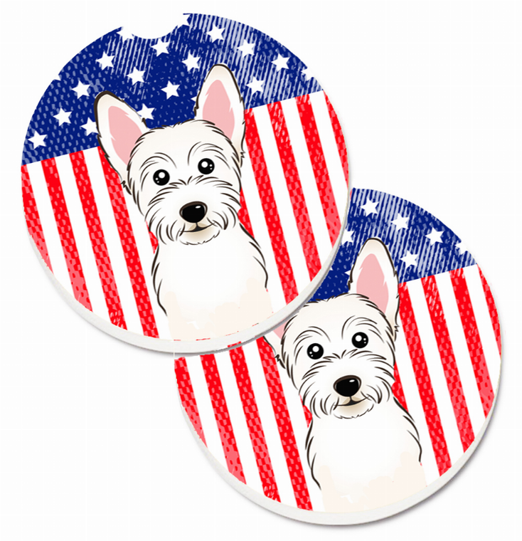 Dog Themed American Flag Cup Holder Car Coasters (Set of 2) - 638508566669